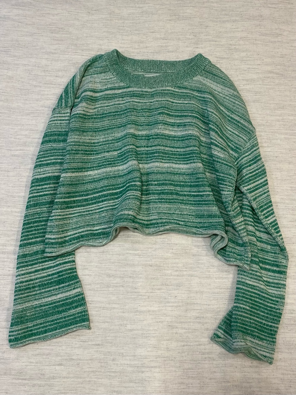 Arizona Jean Co. Green Marled Cotton Cropped Sweater XL